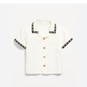 Old Navy Short Sleeve Linen Blend Shirt - 6-12m